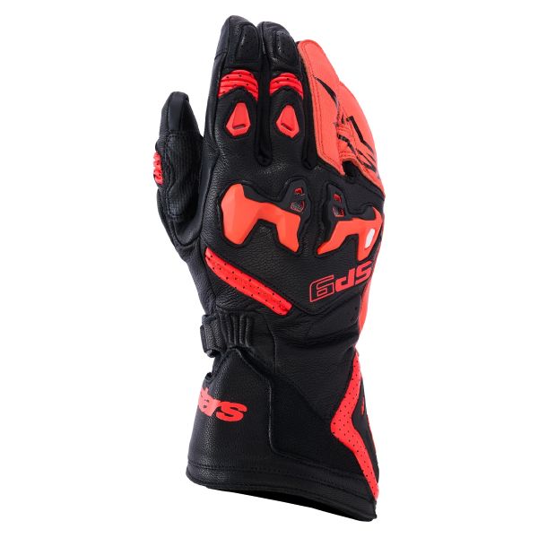 Motorcycle Gloves Alpinestars SP-9 Black Red Fluo