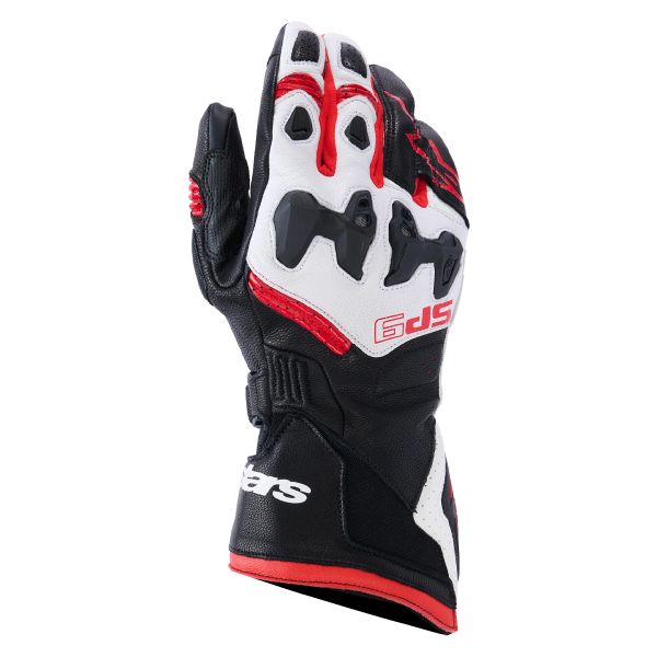 Motorcycle Gloves Alpinestars SP-9 Black White Bright Red