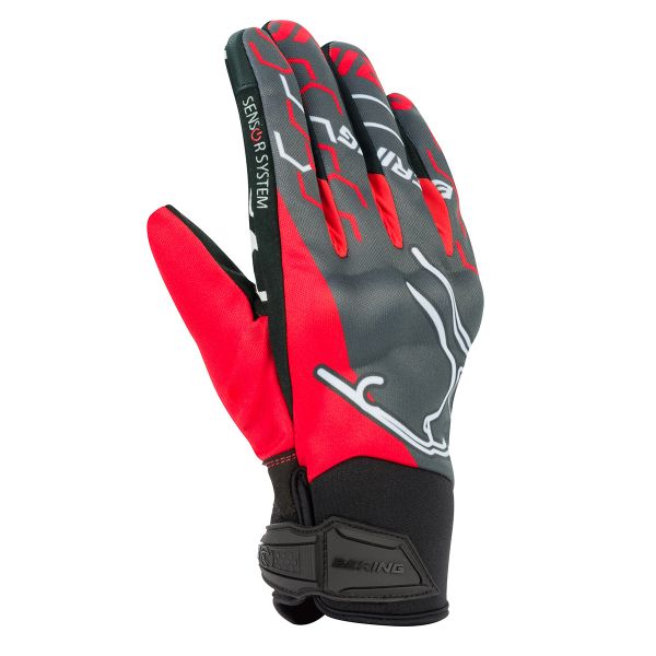 Motorcycle Gloves Bering Walshe Black Grey Red
