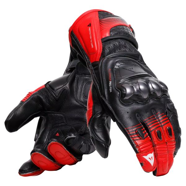 Motorcycle Gloves Dainese Fiero Metal Black Red Lava White