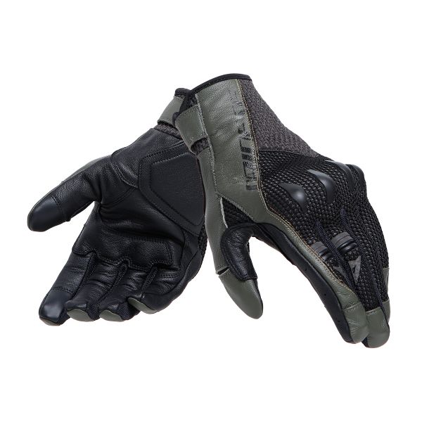 Motorcycle Gloves Dainese Karakum Ergo-Tek Black Army Green Motorcycle Gloves Dainese Karakum Ergo-Tek Black Army Green