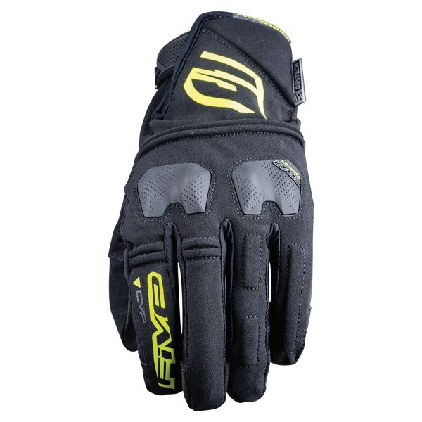 Motorcycle Gloves Five E-WP Black Fluo Yellow