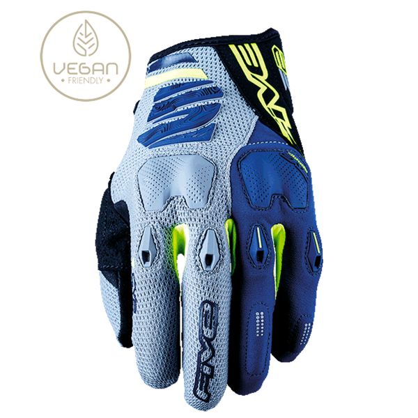 Motorcycle Gloves Five E2 Grey Fluo Yellow Navy Motorcycle Gloves Five E2 Grey Fluo Yellow Navy