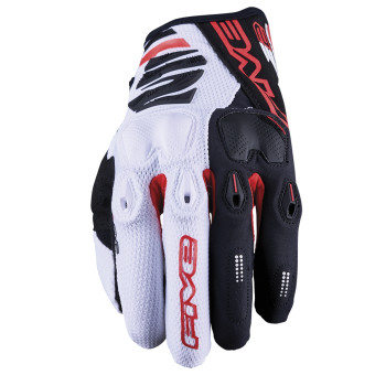 Motorcycle Gloves Five E2 White Black Red