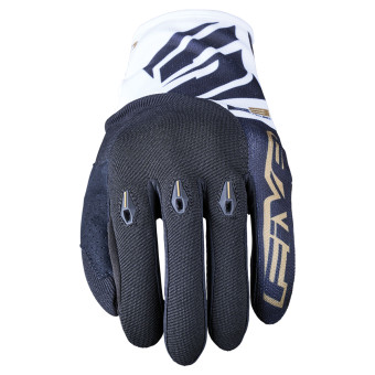 Motorcycle Gloves Five E3 Evo White Black Gold