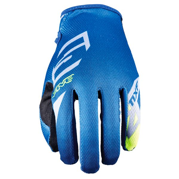 Motocross Gloves Five MXF4 Scrub Blue Fluo Yellow Motocross Gloves Five MXF4 Scrub Blue Fluo Yellow