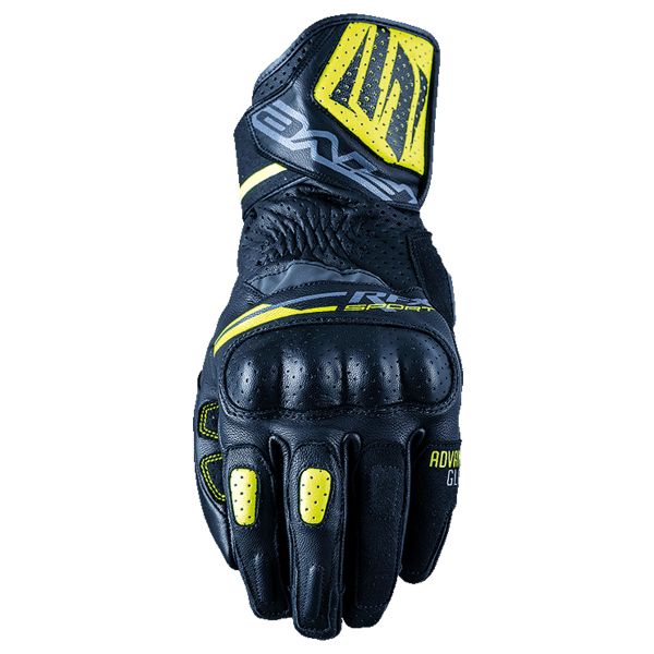 Motorcycle Gloves Five RFX Sport Black Fluo Yellow