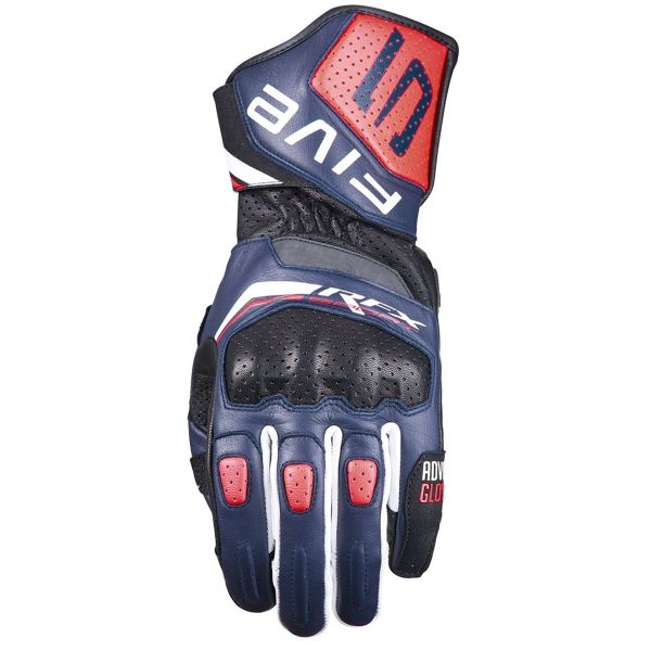 Motorcycle Gloves Five RFX Sport Evo Storm Blue fluo Red white