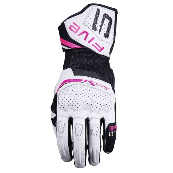 Motorcycle Gloves Five RFX Sport Evo Woman White fluo Pink