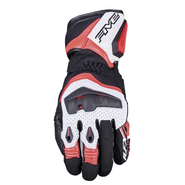 Motorcycle Gloves Five RFX4 Evo Airflow White Fluo Red Motorcycle Gloves Five RFX4 Evo Airflow White Fluo Red