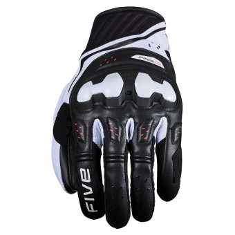 Motorcycle Gloves Five RS2 Evo 2 Black White Fluo Red