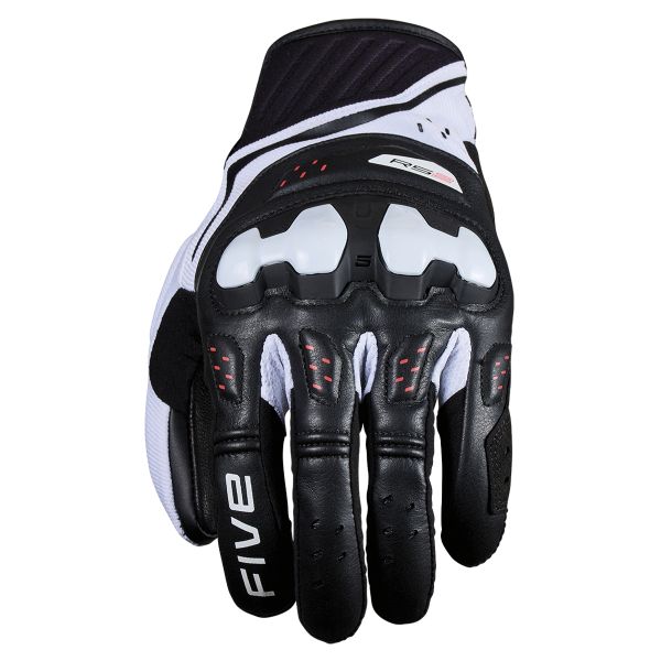 Motorcycle Gloves Five RS2 Evo 2 Black White Fluo Red
