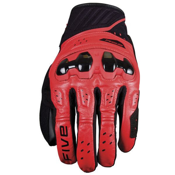 Motorcycle Gloves Five RS2 Evo 2 Fluo Red Black