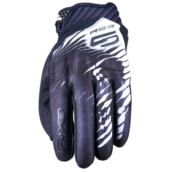 Motorcycle Gloves Five RS3 Evo Skull Black White