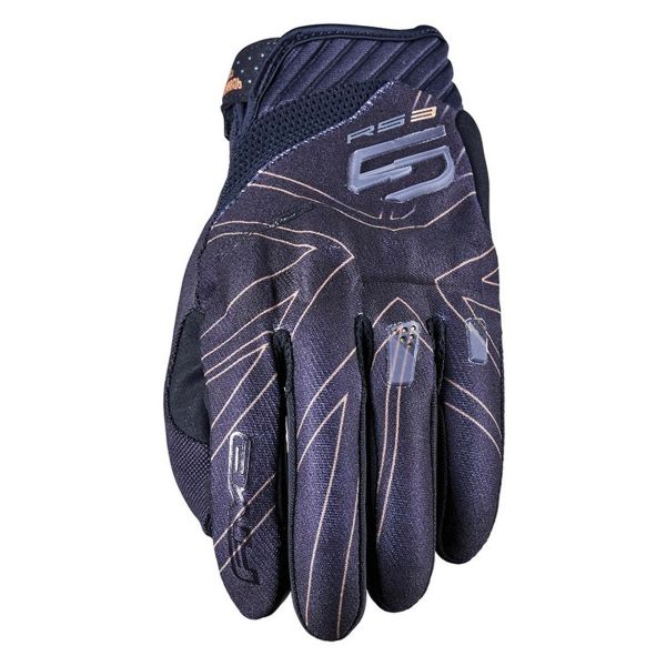 Motorcycle Gloves Five RS3 Evo Union Jack Black Gold