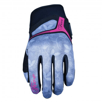 Motorcycle Gloves Five RS3 Replica Woman Flower Grey Fluo Pink