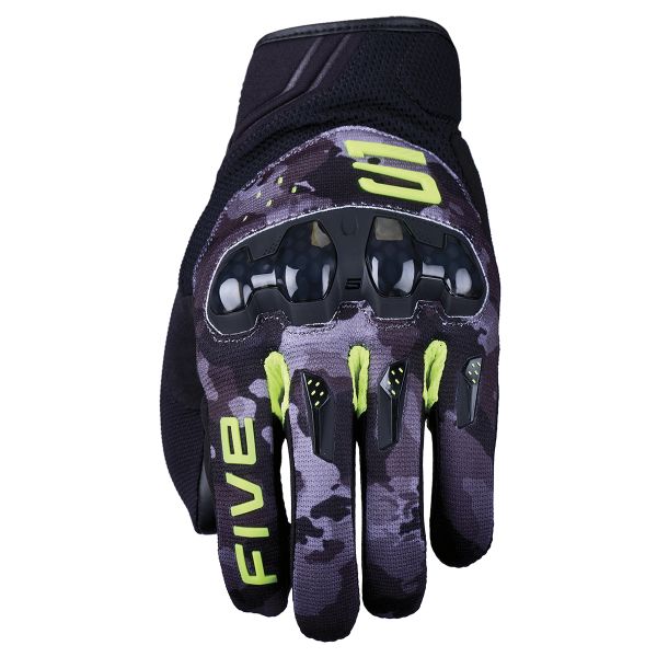 Motorcycle Gloves Five RSX Camo Black Fluo Yellow