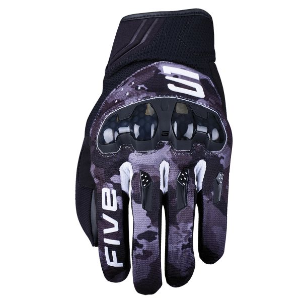 Motorcycle Gloves Five RSX Camo Black White