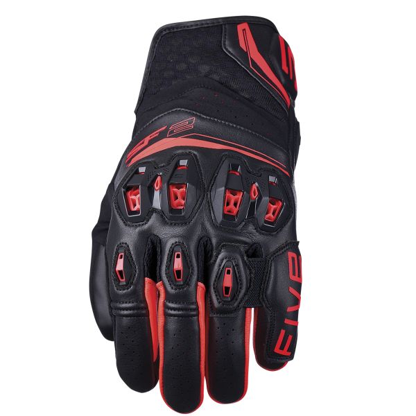Motorcycle Gloves Five SF2 Evo Black Fluo Red