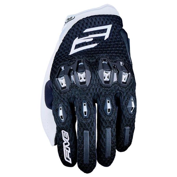Motorcycle Gloves Five Stunt Evo 2 Airflow Black White Motorcycle Gloves Five Stunt Evo 2 Airflow Black White