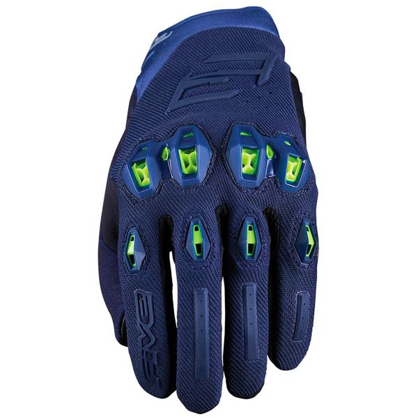 Motorcycle Gloves Five Stunt Evo 2 Night Blue Fluo Yellow Motorcycle Gloves Five Stunt Evo 2 Night Blue Fluo Yellow