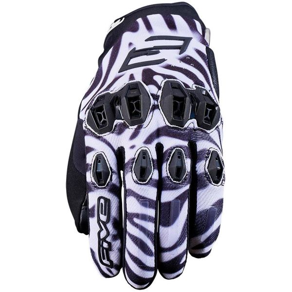 Motorcycle Gloves Five Stunt Evo 2 Woman Zebra Black White Motorcycle Gloves Five Stunt Evo 2 Woman Zebra Black White