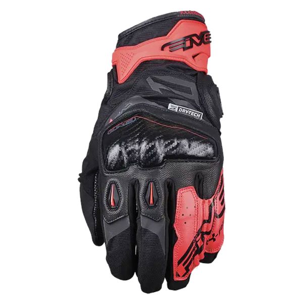 Motorcycle Gloves Five X Rider WP Black fluo Red