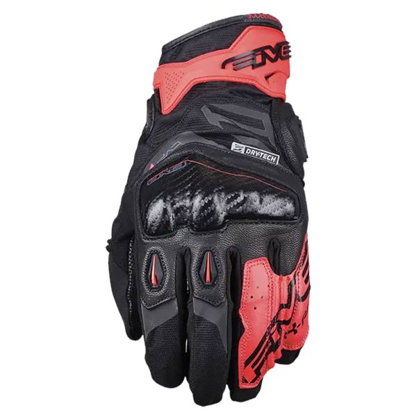 Motorcycle Gloves Five X-Rider WP Black Fluo Red