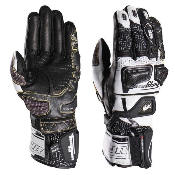Motorcycle Gloves Furygan Styng20 Kevlar White Black Motorcycle Gloves Furygan Styng20 Kevlar White Black