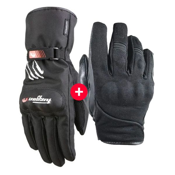 Motorcycle Gloves HARISSON Splash Waterproof Black + Keen Black White