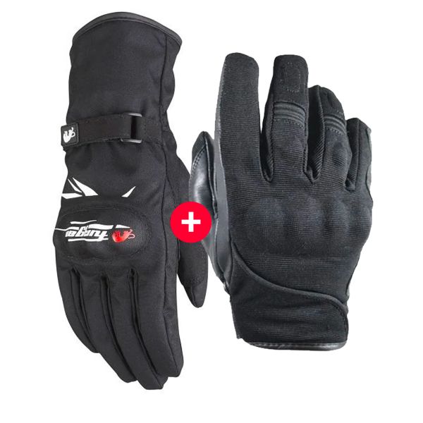 Motorcycle Gloves HARISSON Splash Waterproof Black + Origami Lady Black White