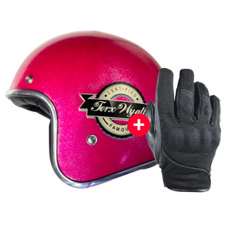 Motorcycle Gloves HARISSON Splash Waterproof Black + Wyatt Famous Glitter Pink