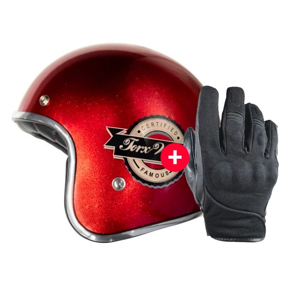 Motorcycle Gloves HARISSON Splash Waterproof Black + Wyatt Famous Glitter Red