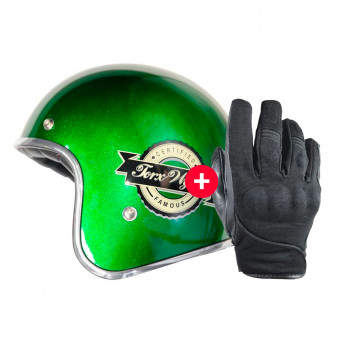 Motorcycle Gloves HARISSON Splash Waterproof Black + Wyatt Famous Glitter Green
