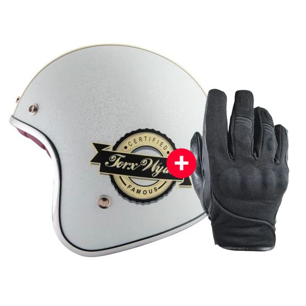 Motorcycle Gloves HARISSON Splash Waterproof Black + Wyatt Famous Matt Glitter White