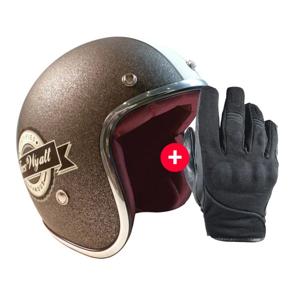 Motorcycle Gloves HARISSON Splash Waterproof Black + Wyatt Famous Matt Glitter Charcoal