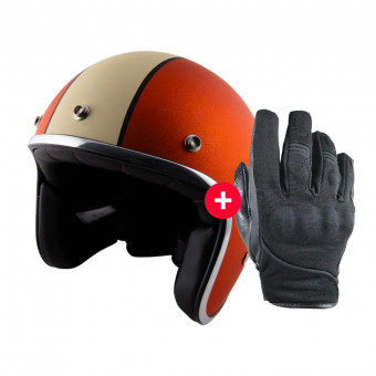 Motorcycle Gloves HARISSON Splash Waterproof Black + Wyatt Famous Matt Glitter Orange