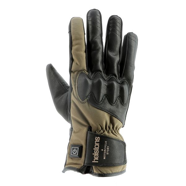 Motorcycle Gloves Helstons Curtis Heated Black Kaki