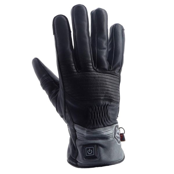 Motorcycle Gloves Helstons Fender Heater Leather Black Grey Motorcycle Gloves Helstons Fender Heater Leather Black Grey