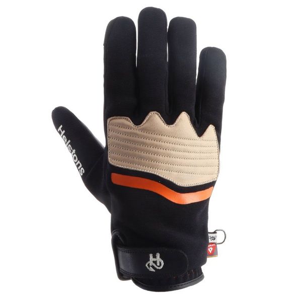 Motorcycle Gloves Helstons Jazz Winter 4Ways Leather Black Orange Beige