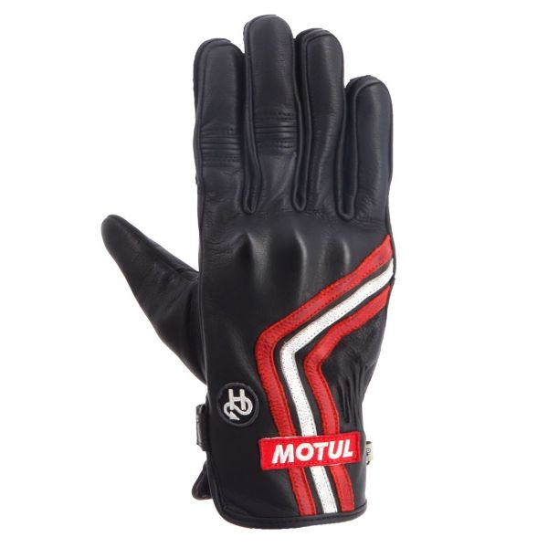 Motorcycle Gloves Helstons Motul Petrol Summer Leather Black White Red