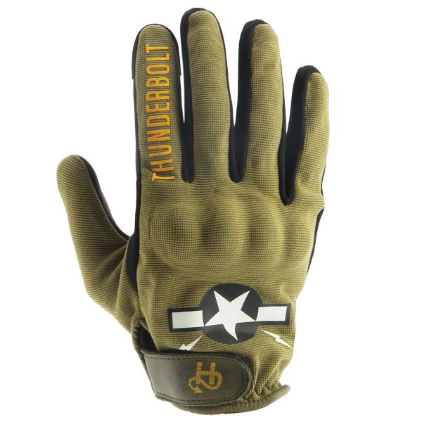 Motorcycle Gloves Helstons Thunderbolt Summer 4Ways Leather Khaki Black