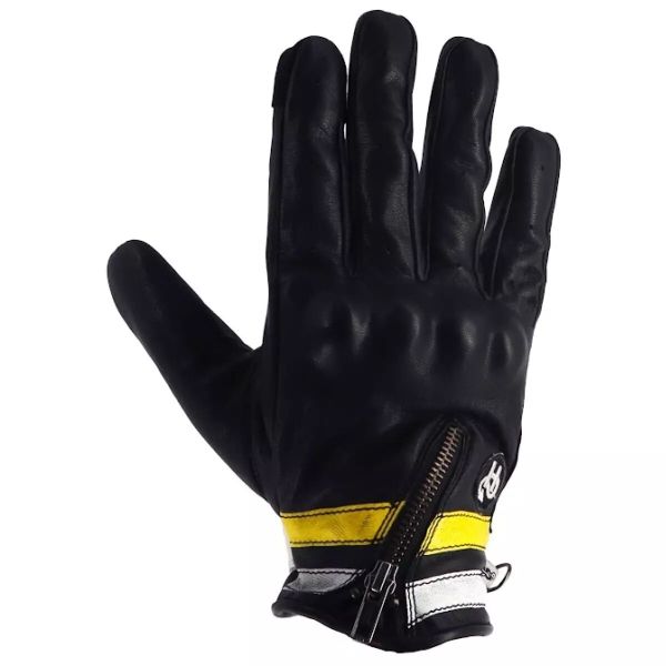 Motorcycle Gloves Helstons Ziper Summer Black White Yellow