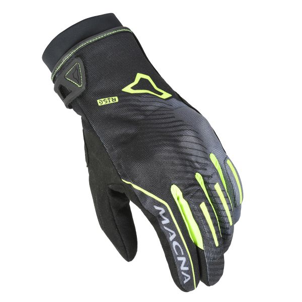 Motorcycle Gloves Macna Crew RTX Black Neon Yellow