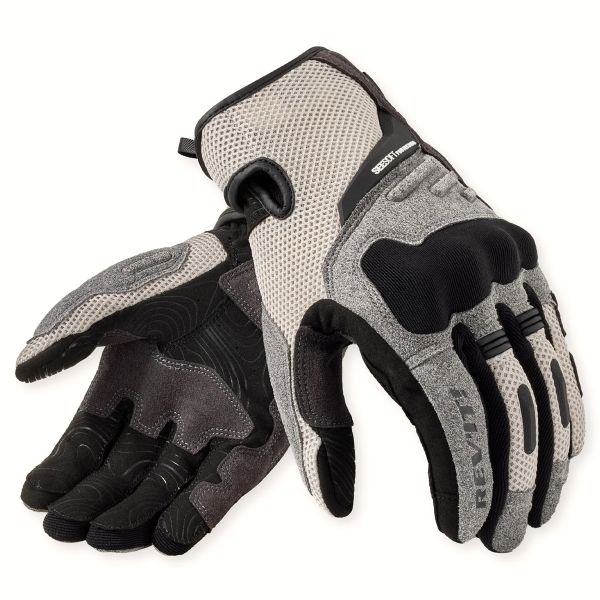 Motorcycle Gloves REV'IT Cavern Light Grey Black