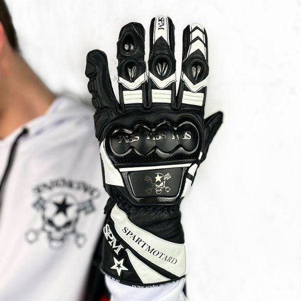 Motorcycle Gloves SPARTMOTARD Racing GP White 10 Motorcycle Gloves SPARTMOTARD Racing GP White 10
