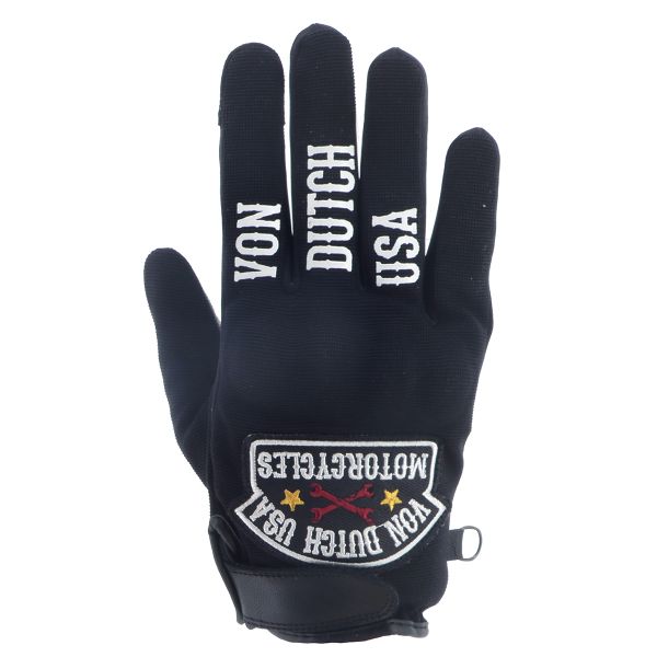 Motorcycle Gloves Von Dutch Key Leather Black White