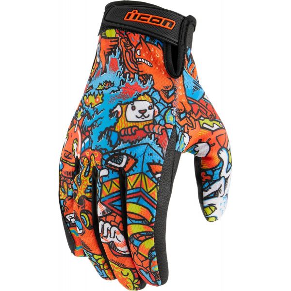 Motorcycle Gloves ICON Hooligan Redoodle Blue