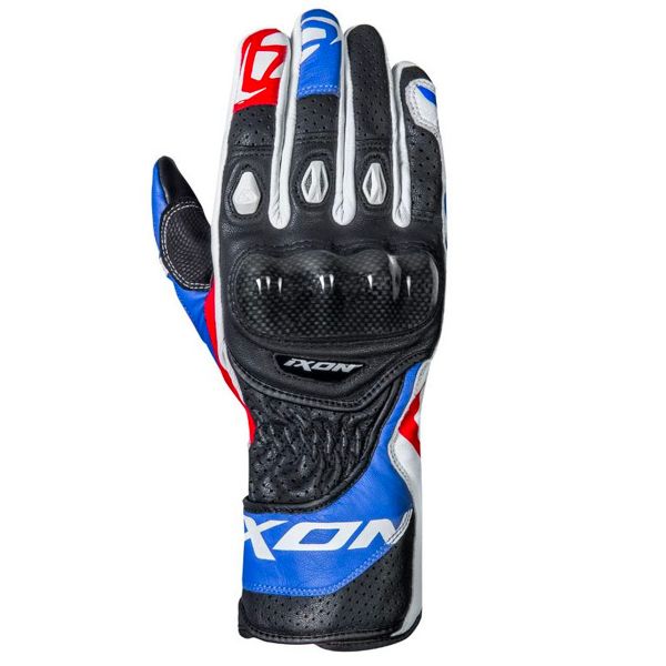 Motorcycle gloves Ixon RS Circuit R Black Blue White Red in stock iCasque