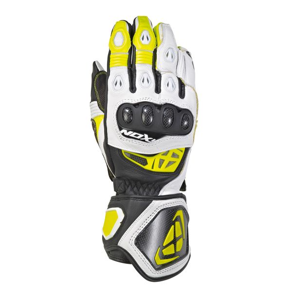 Motorcycle Gloves Ixon Rs Genius Replica Black White Bright Yellow
